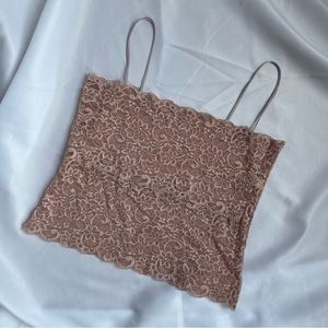 Blush Lace Sheer Camisole Lingerie Tank Top Y2K